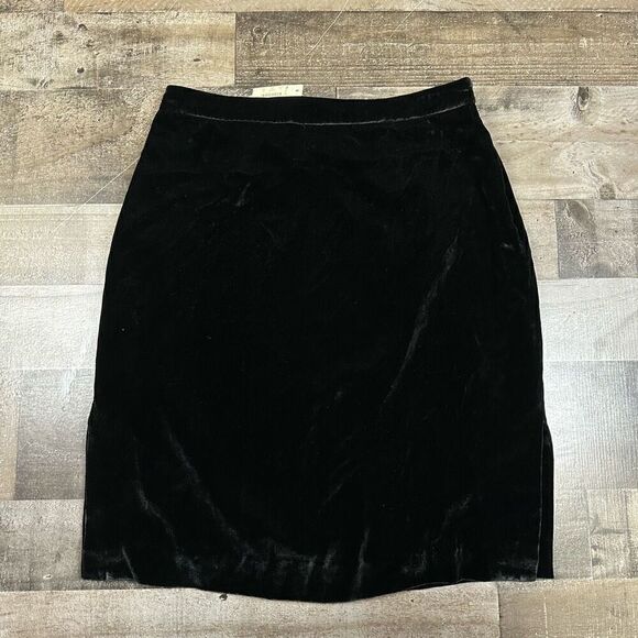 Madewell Women’s Size 2 Velvet Silk Blend Pencil Skirt Black Side Slits NWT - Picture 1 of 9